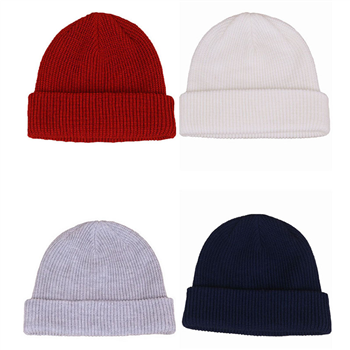 Winter Ribbed Roll Up Knitted Beanie Hat