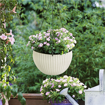 Hanging Rattan Plastic Flower Pot 