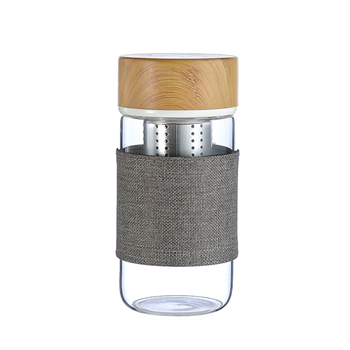 Glass Water Bottle with Bamboo Lid