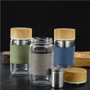 Glass Water Bottle with Bamboo Lid