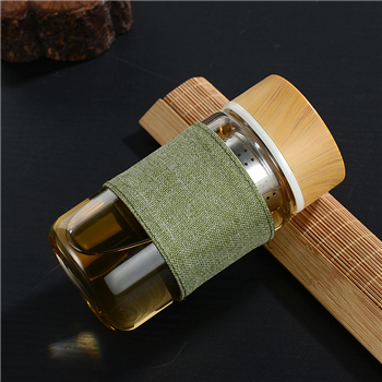 Glass Water Bottle with Bamboo Lid