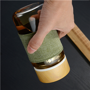 Glass Water Bottle with Bamboo Lid