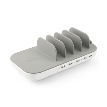 Desktop Charging Station for Multiple Devices with Wireless Charger