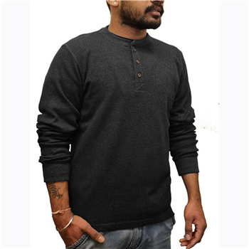 Long Sleeve Three-Button Tee Shirt