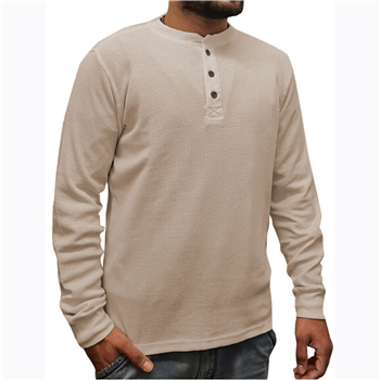 Long Sleeve Three-Button Tee Shirt
