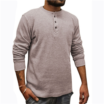 Long Sleeve Three-Button Tee Shirt