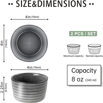 Set of 2  4” Ramekin