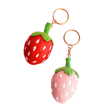 Felt Strawberry Keychain