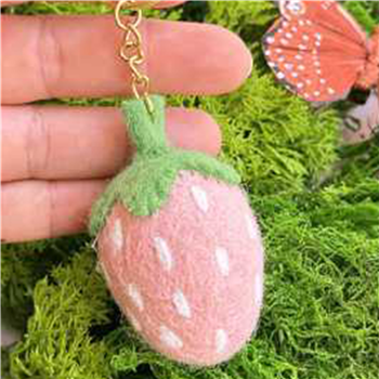 Felt Strawberry Keychain